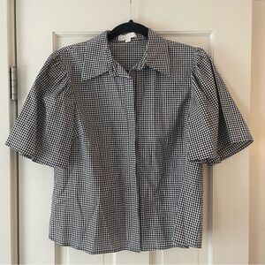 Anthropologie black and white gingham top